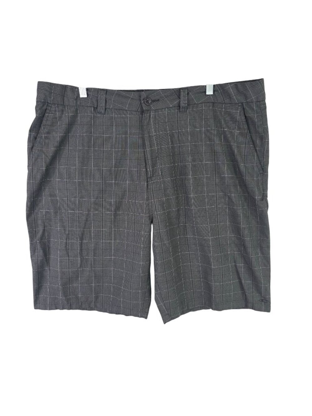 Mens O'Neill Gray Plaid Flat Front Casual Shorts 10" Inseam Polyester Blend 40
